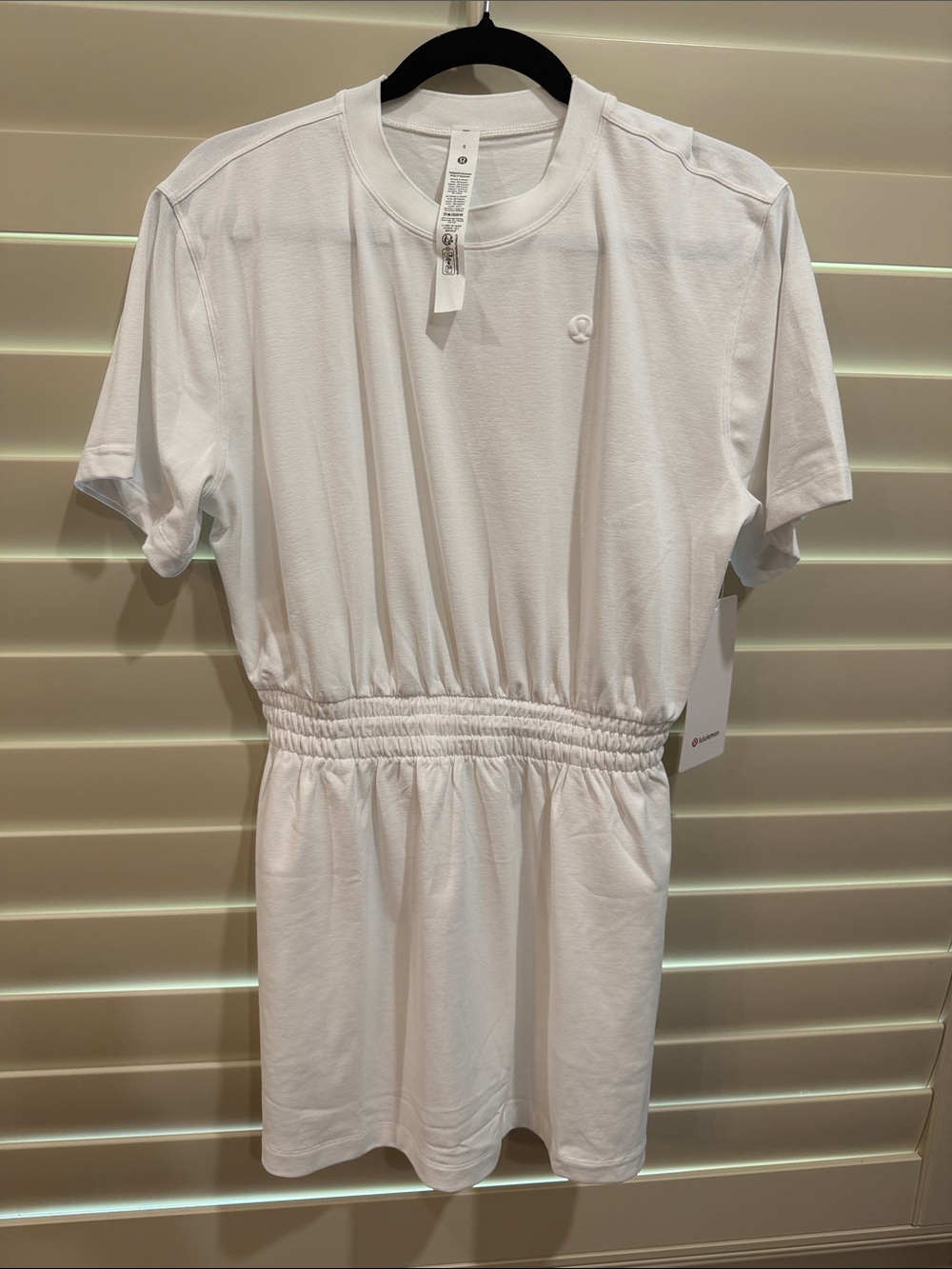 lululemon athletica White /Bone Short-Sleeve Elastic-Waist Mini Dress